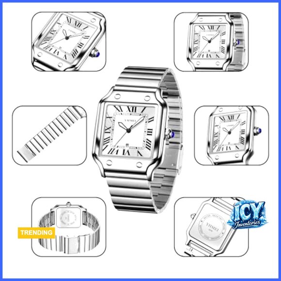 Stainless Steel Roman Numerals Analog Watch Waterproof Date Display main image 5